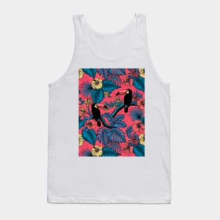 Toucan garden in red and blue Tank Top